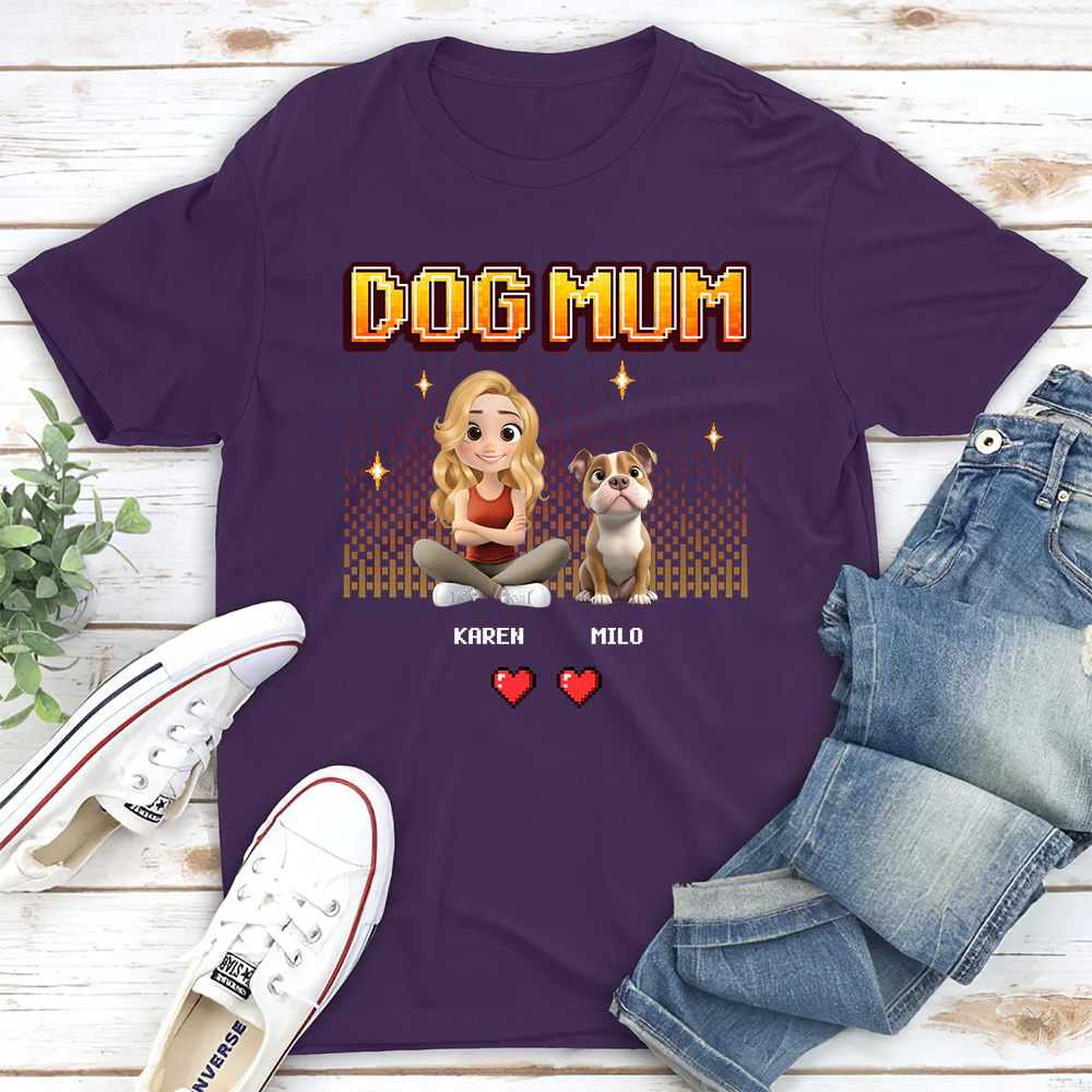 Dog Mom Pixel - Personalized Custom Unisex T-Shirt - Image 2