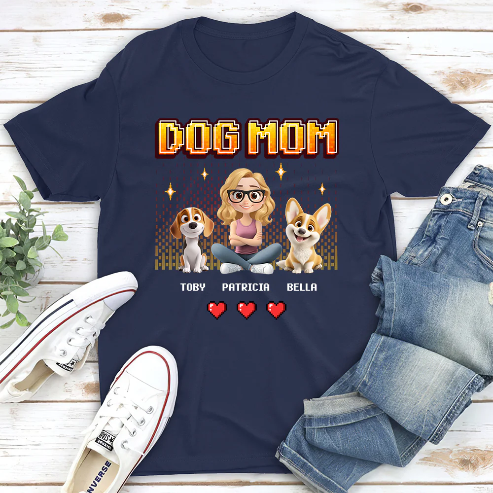 Dog Mom Pixel - Personalized Custom Unisex T-Shirt - Image 5