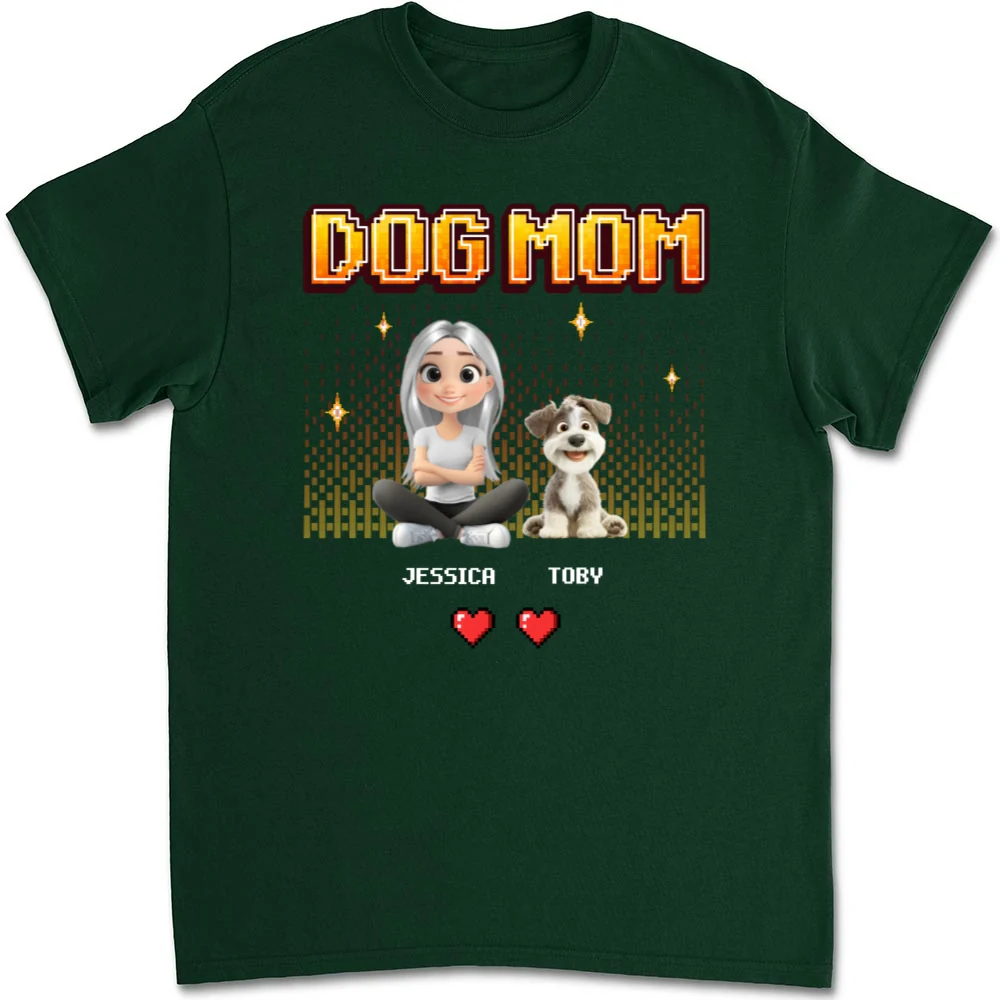Dog Mom Pixel - Personalized Custom Unisex T-Shirt - Image 8