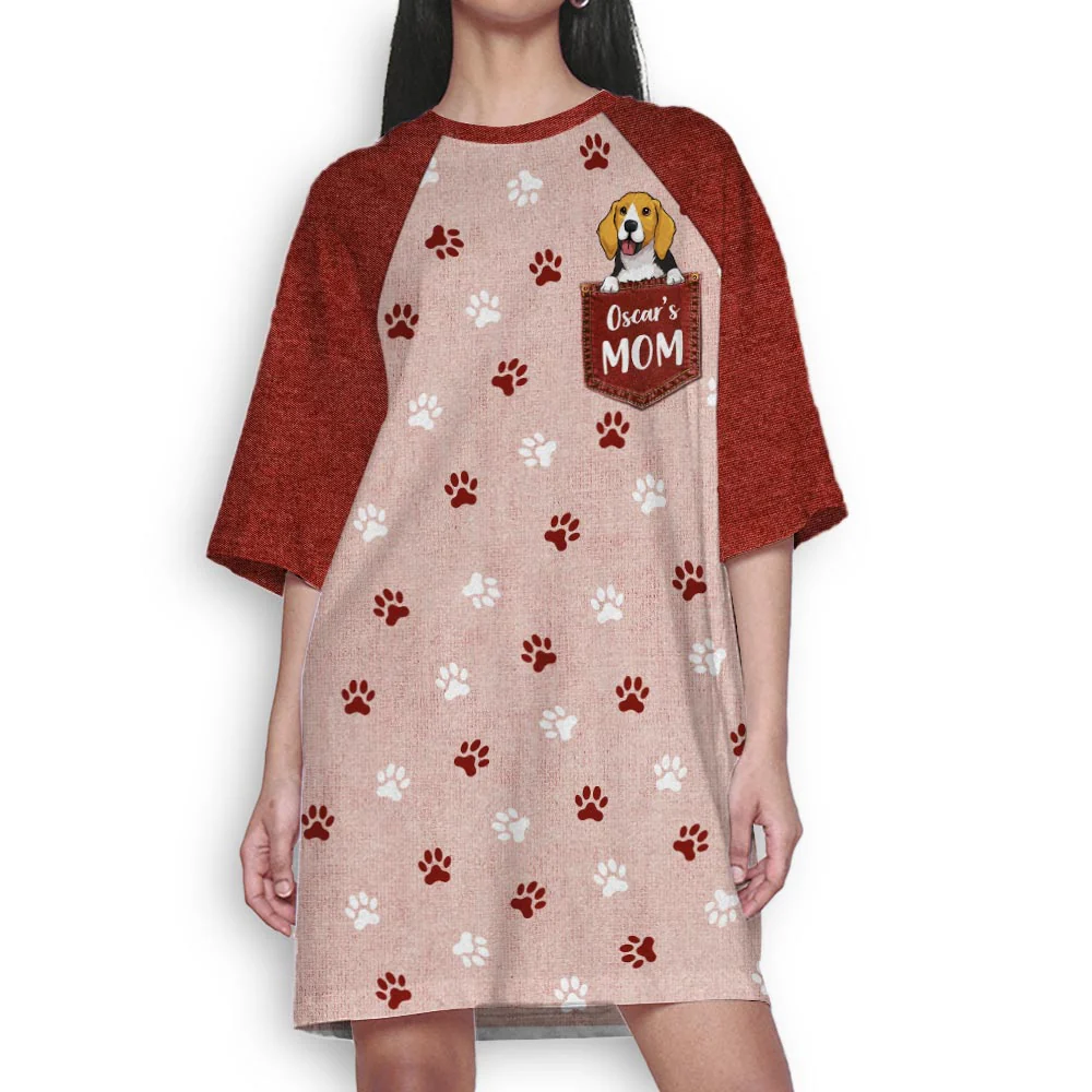 Dog Mom Pocket Color - Personalized Custom 3/4 Sleeve Dress - Image 5