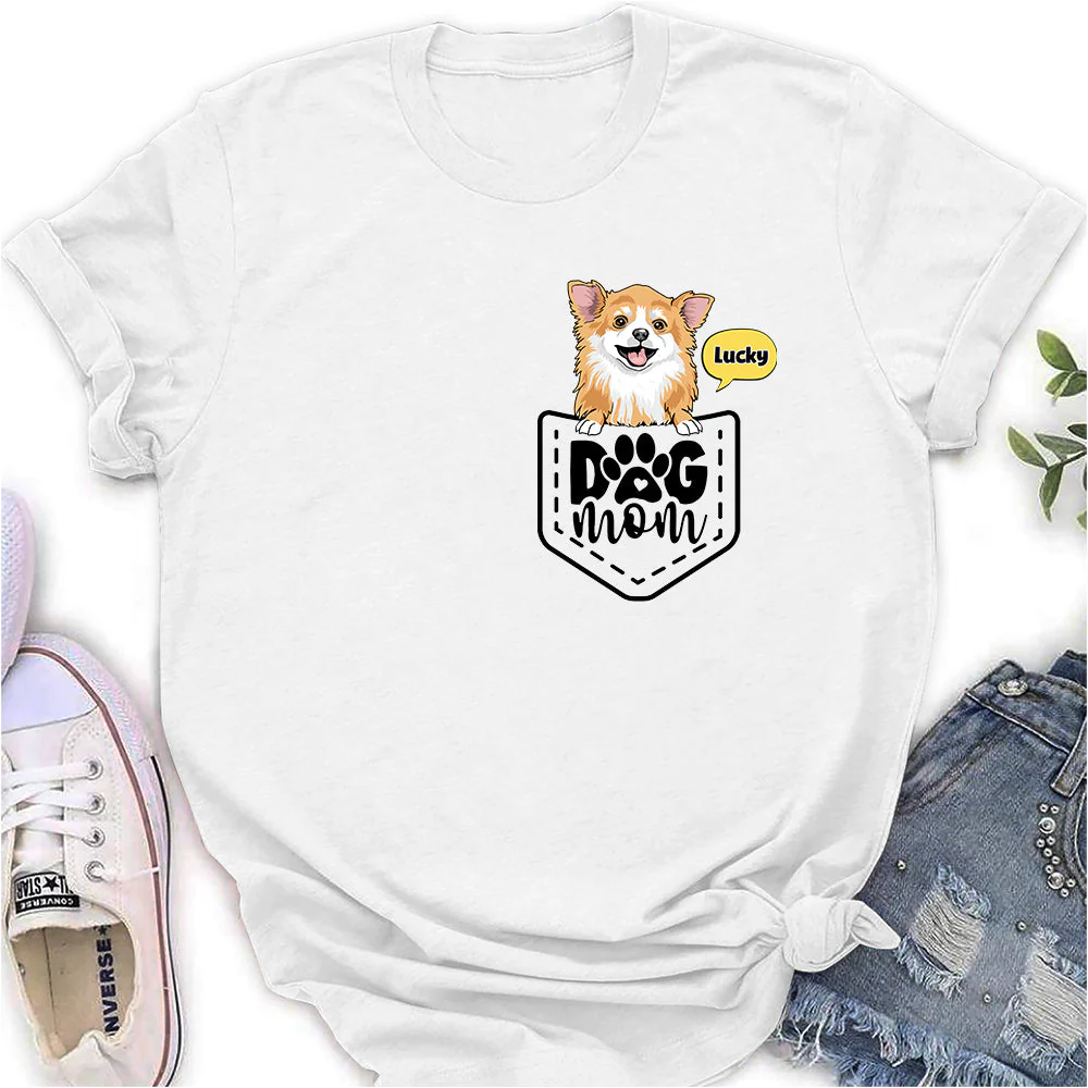 Dog Mom Pocket - Personalized Custom Women's T-shirt - Image 2