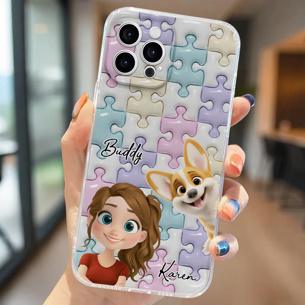 Dog Mom Puzzle - Personalized Custom 3D Effect Phone Case - Image 3