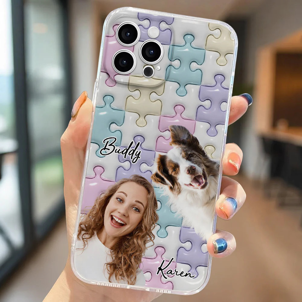 Dog Mom Puzzle Photo - Personalized Custom 3D Effect Phone Case - Image 4
