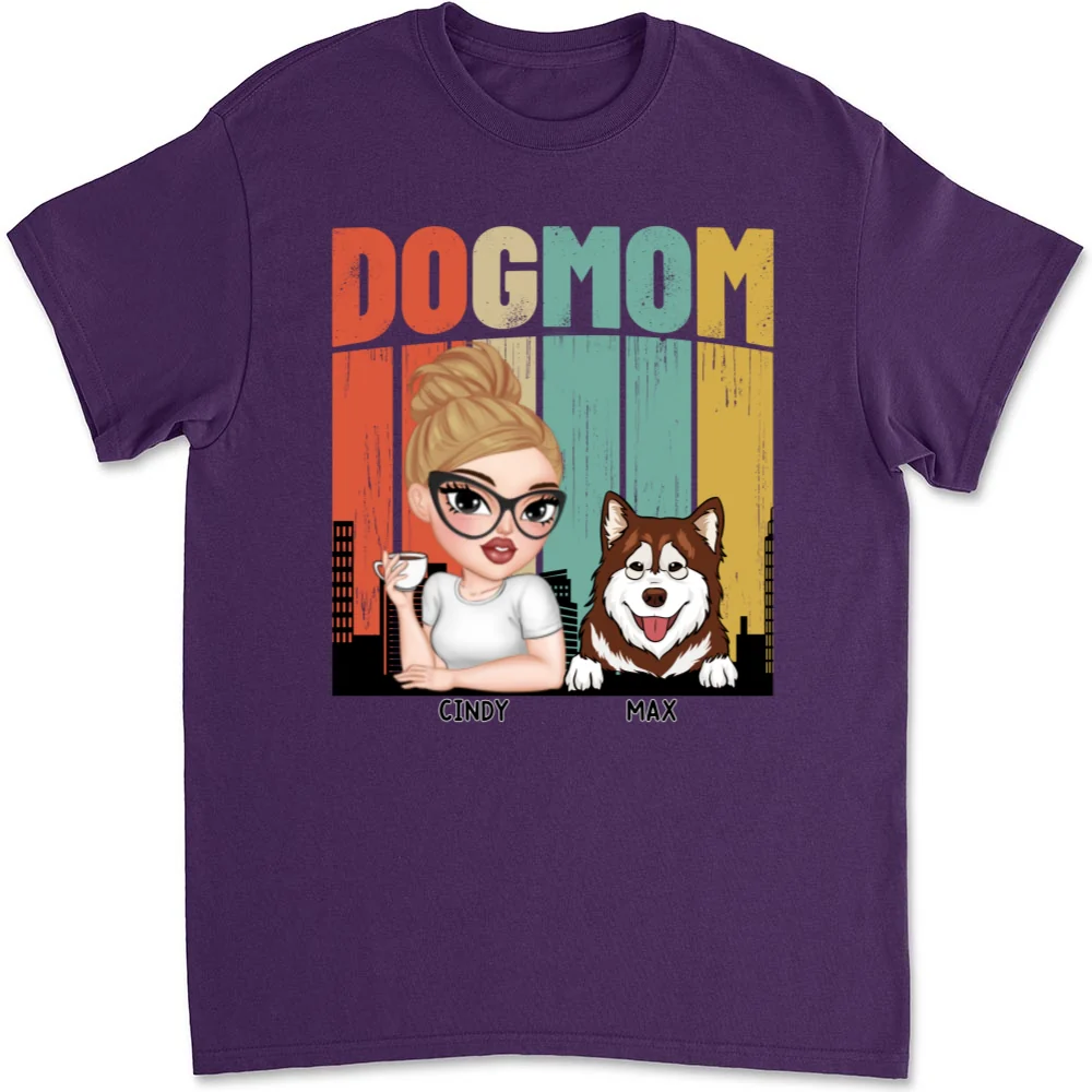 Dog Mom Retro - Personalized Custom Unisex T-shirt - Image 10