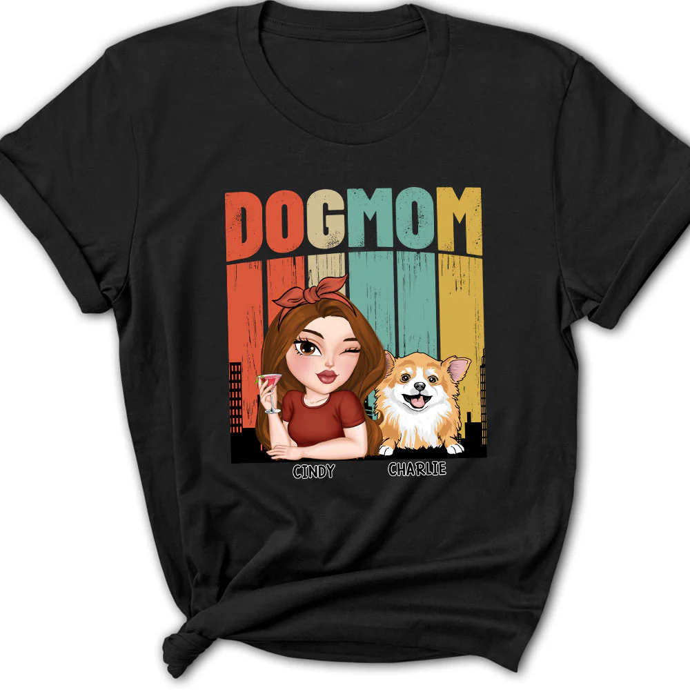 Dog Mom Retro - Personalized Custom Women's T-Shirt
