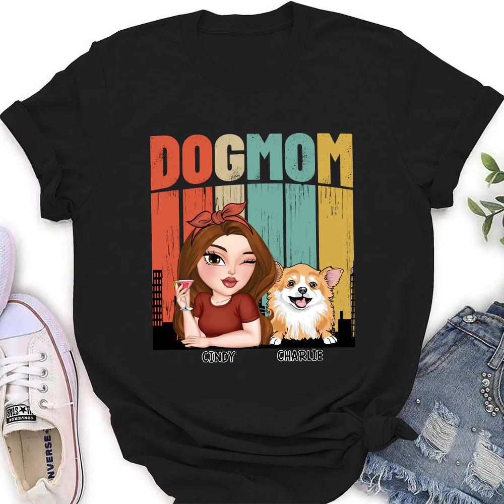 Dog Mom Retro - Personalized Custom Women's T-Shirt - Image 2