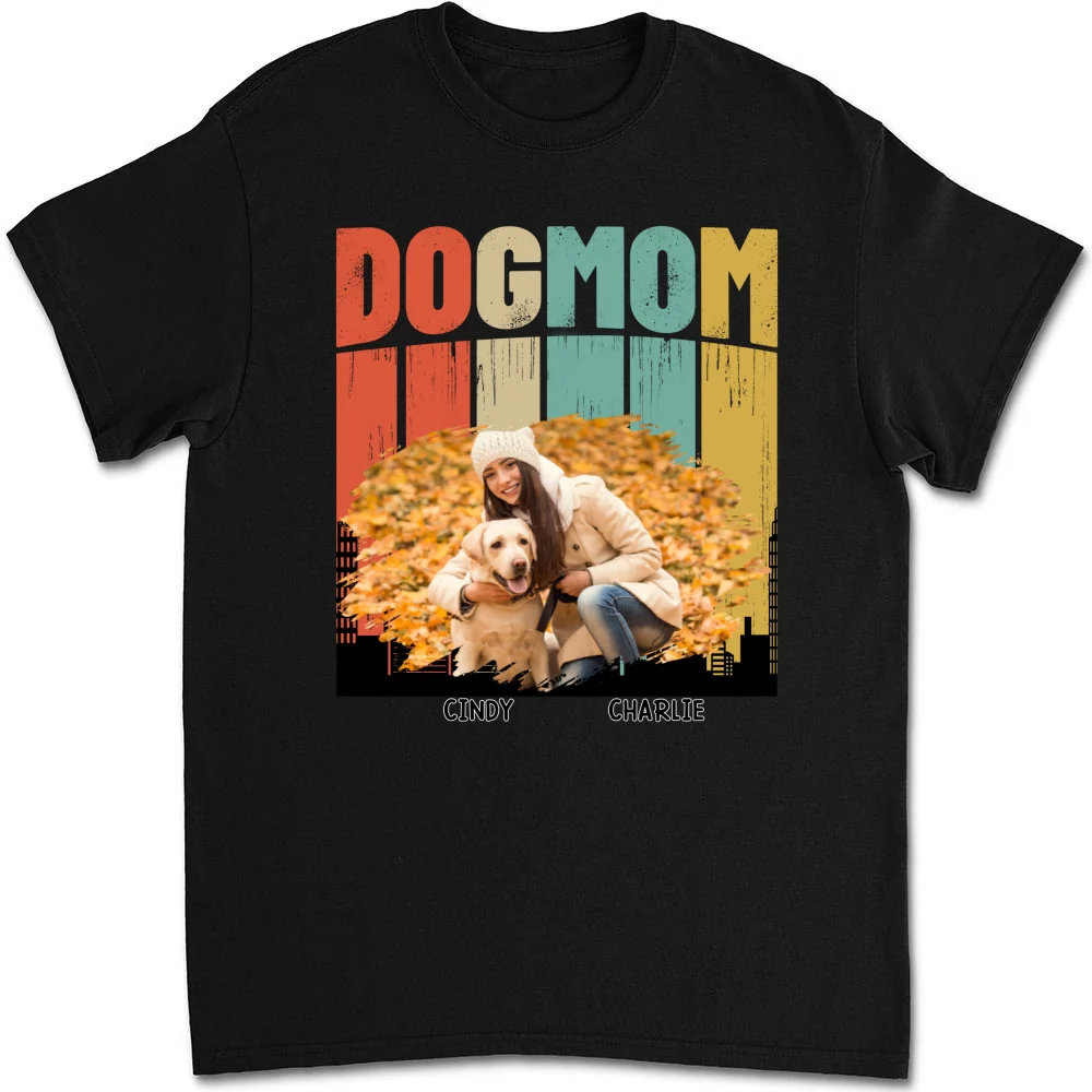 Dog Mom Retro Photo - Personalized Custom Unisex T-shirt - Image 2