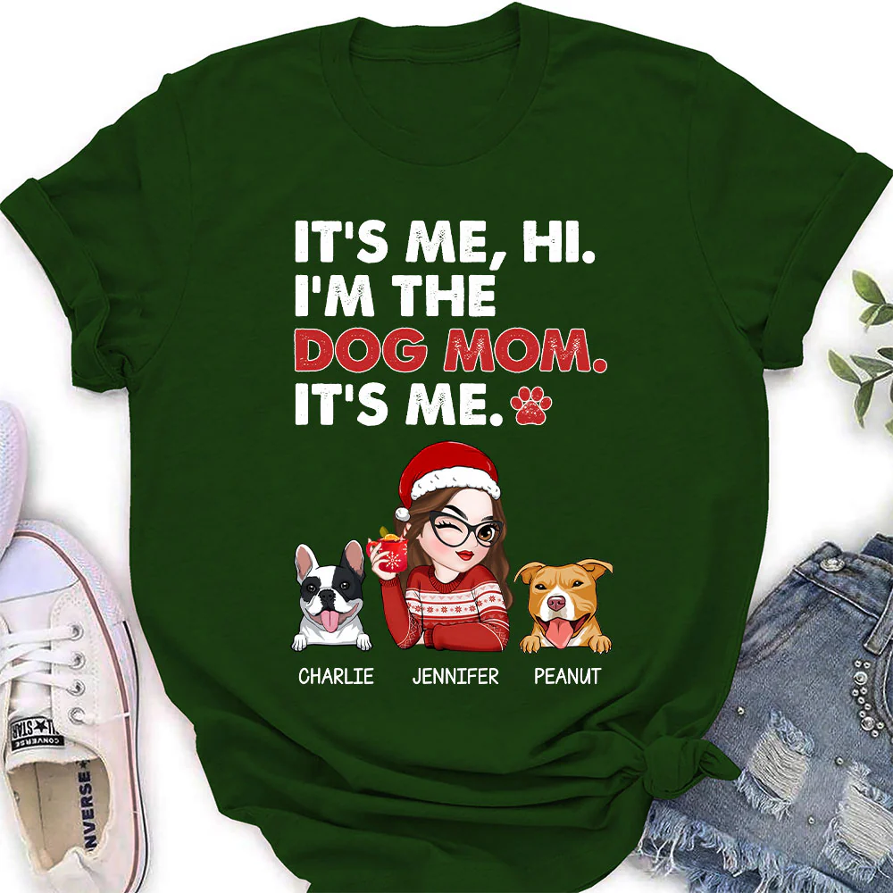 Dog Mom Says Hi - Personalized Custom Women's T-shirt - Image 3