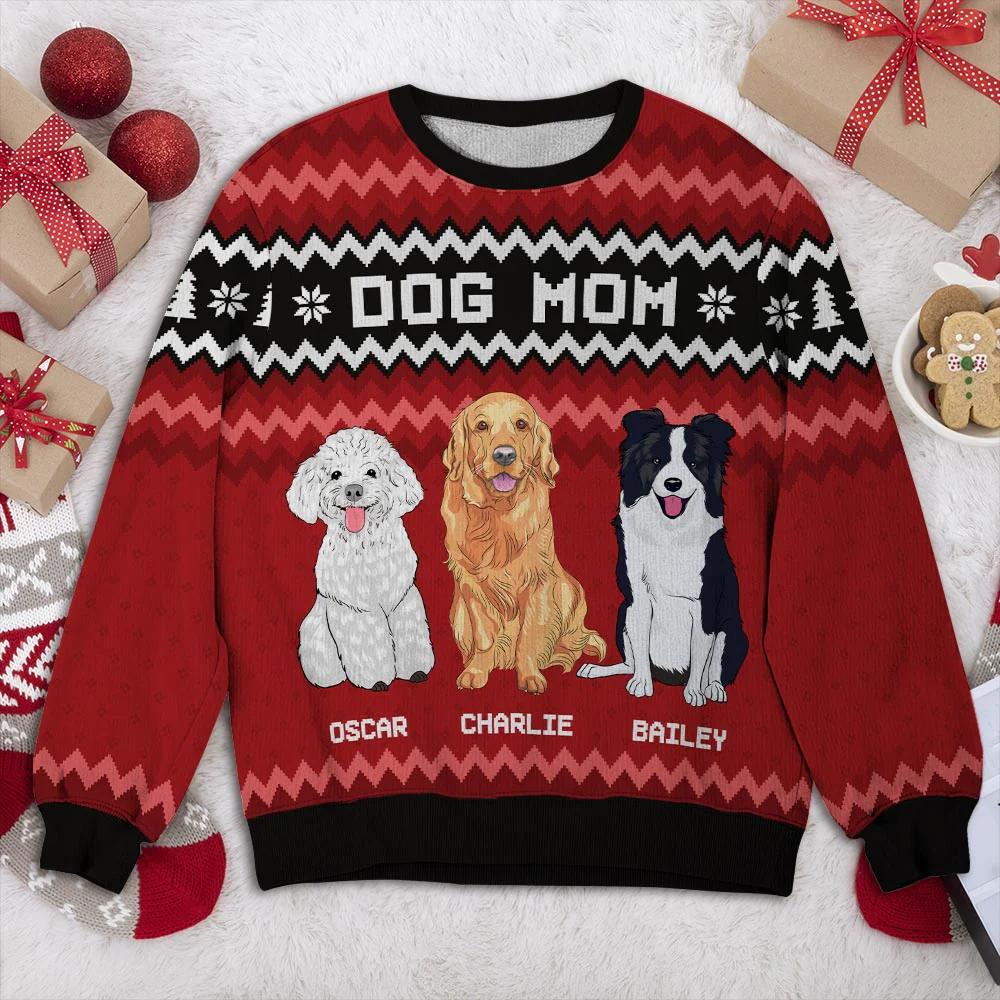 Dog Mom Simple Pattern - Personalized Custom All-Over-Print Sweatshirt - Image 2