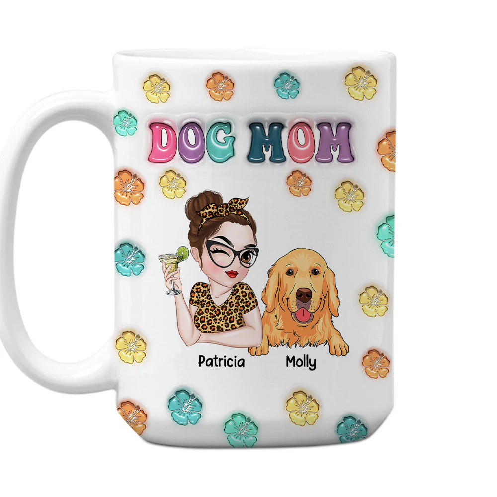 Dog Mom Summer - Personalized Custom 3D Inflated Effect Mug - Image 4