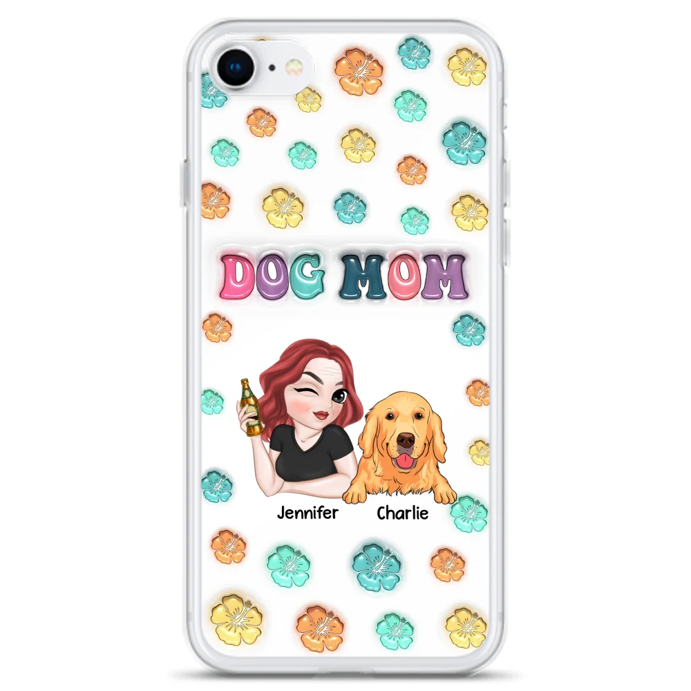 Dog Mom Summer - Personalized Custom 3D Inflated Effect Phone Case - Image 4