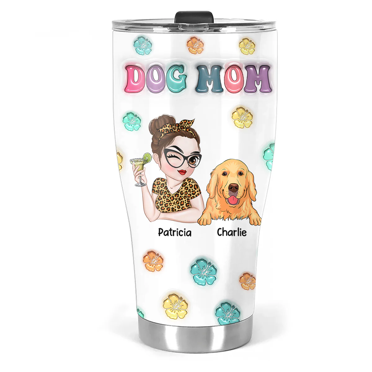 Dog Mom Summer - Personalized Custom 3D Inflated Effect Tumbler - Image 6