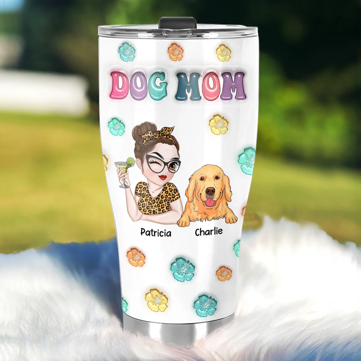 Dog Mom Summer - Personalized Custom 3D Inflated Effect Tumbler - Image 7