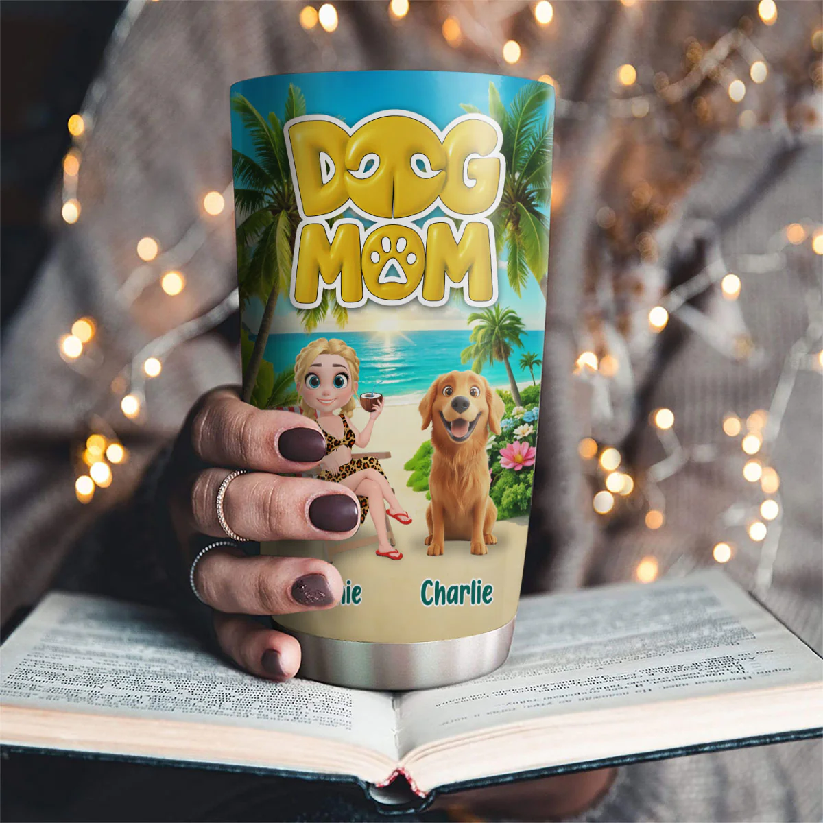 Dog Mom Summer - Personalized Custom Tumbler - Image 2