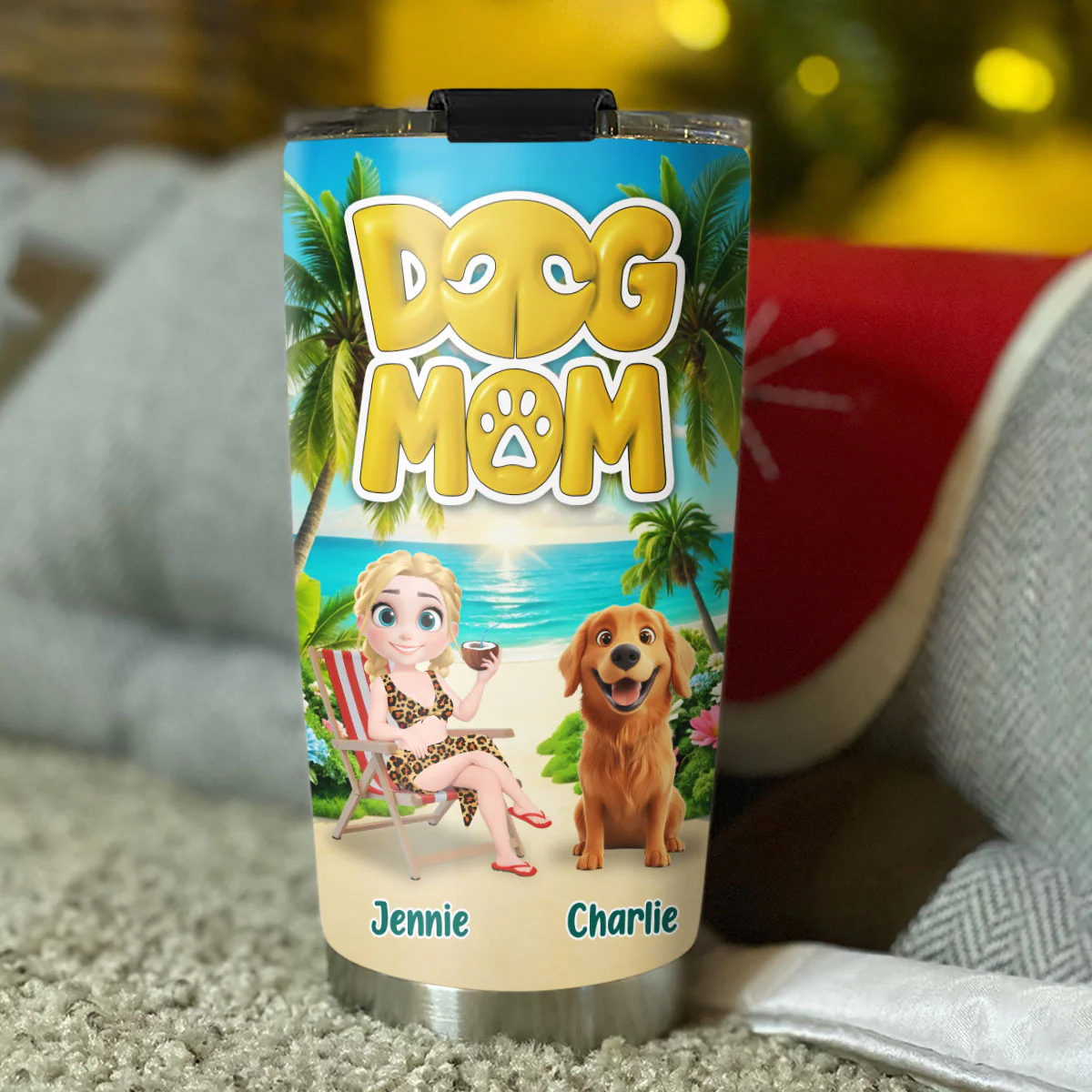 Dog Mom Summer - Personalized Custom Tumbler - Image 4