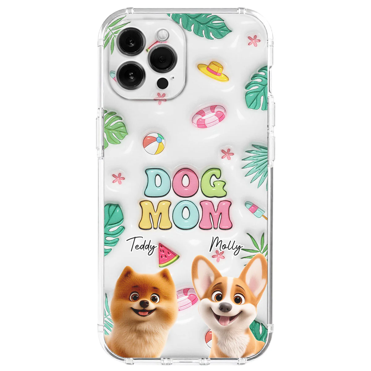 Dog Mom Summer Version 2 - Personalized Custom 3D Inflated Effect Phone Case
