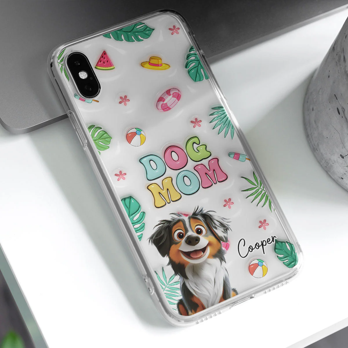 Dog Mom Summer Version 2 - Personalized Custom 3D Inflated Effect Phone Case - Image 2