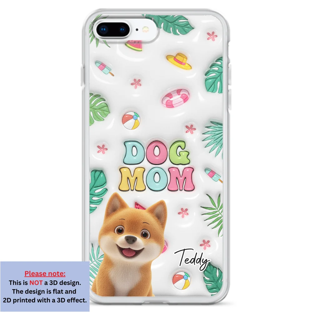 Dog Mom Summer Version 2 - Personalized Custom 3D Inflated Effect Phone Case - Image 5