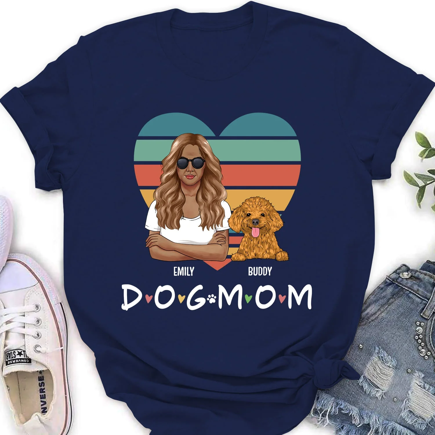 Dog Mom Sunset - Personalized Custom Women's T-shirt - Image 3