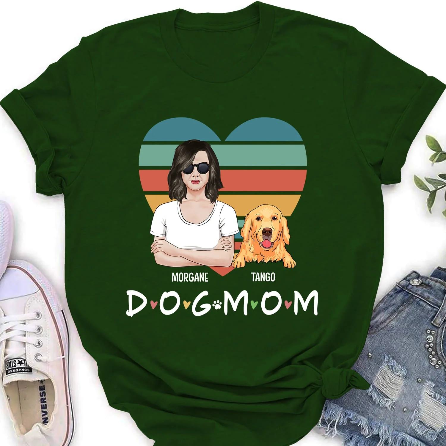 Dog Mom Sunset - Personalized Custom Women's T-shirt - Image 4