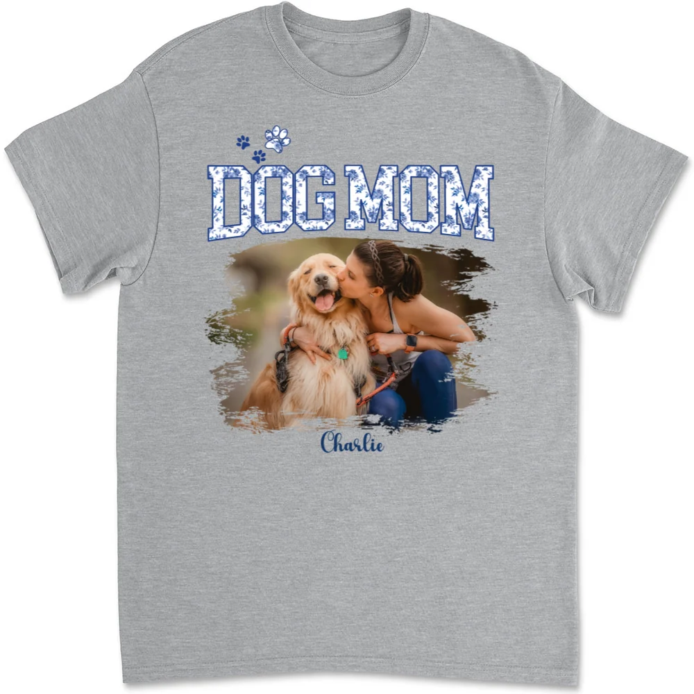 Dog Mom Toile Photo - Personalized Custom Unisex T-shirt - Image 3