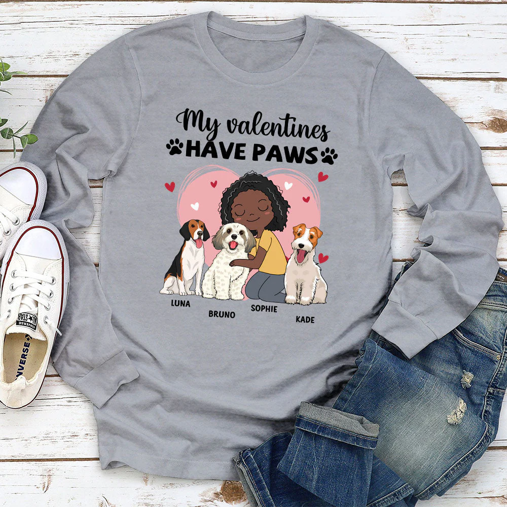 Dog Mom Valentine - Personalized Custom Long Sleeve T-shirt - Image 3