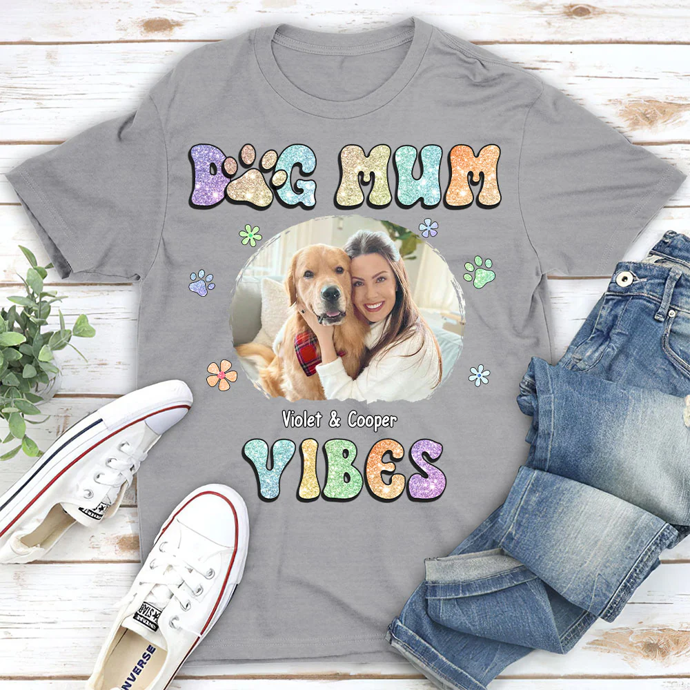 Dog Mom Vibes Photo- Personalized Custom Unisex T-shirt - Image 2
