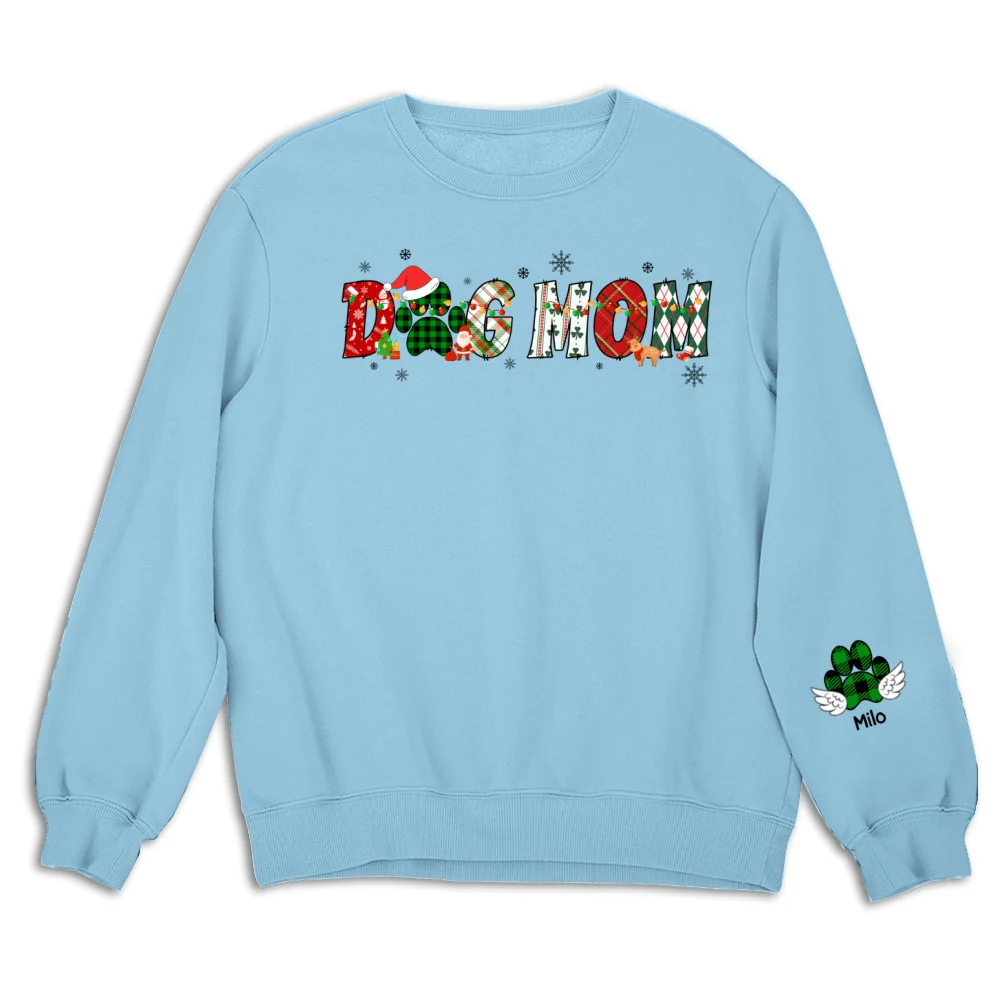 Dog Mom Wears Her Heart On Sleeve - Personalized Custom Sweatshirt - Image 11