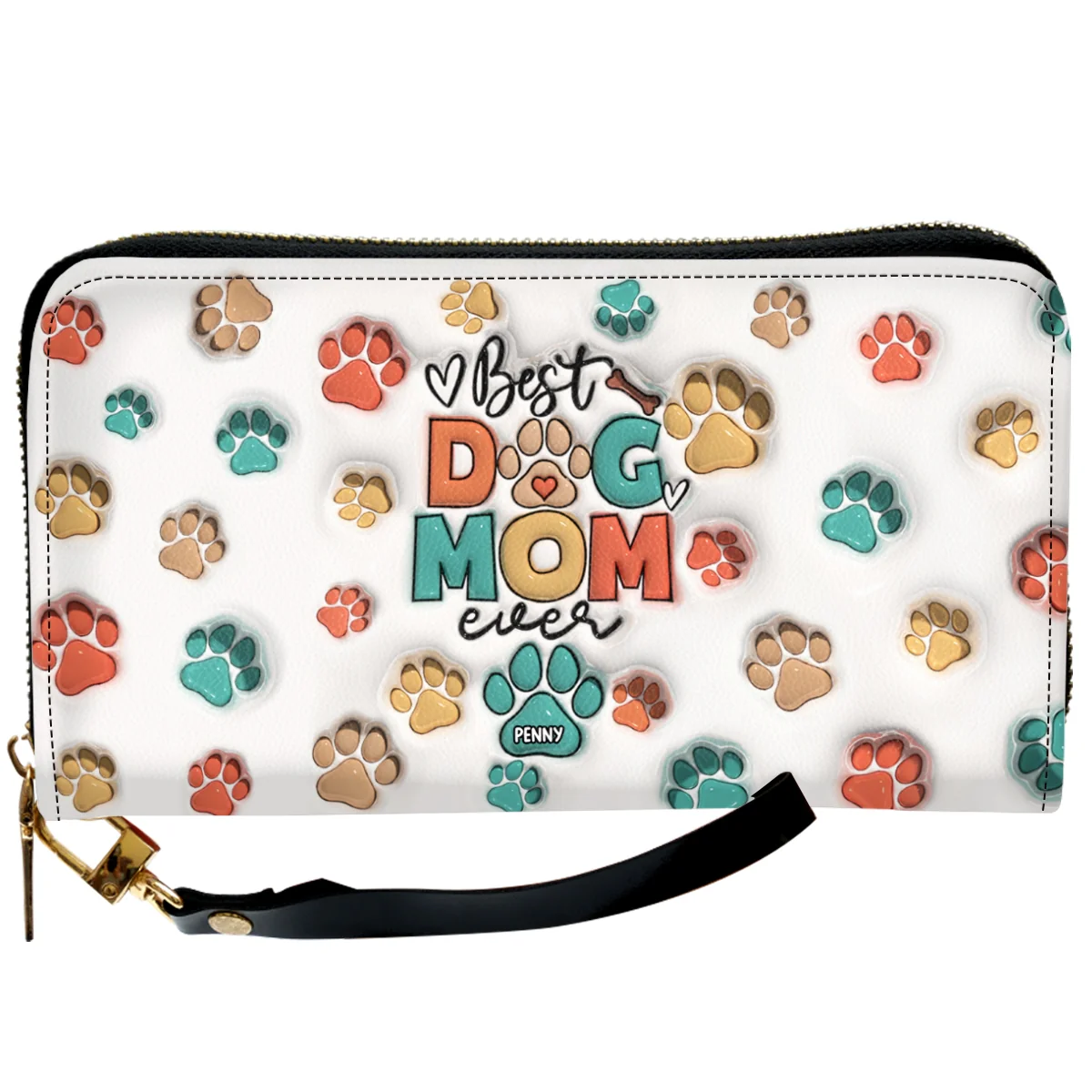 Dog Mom With Paw - Personalized Custom Leather Wallet - Image 6