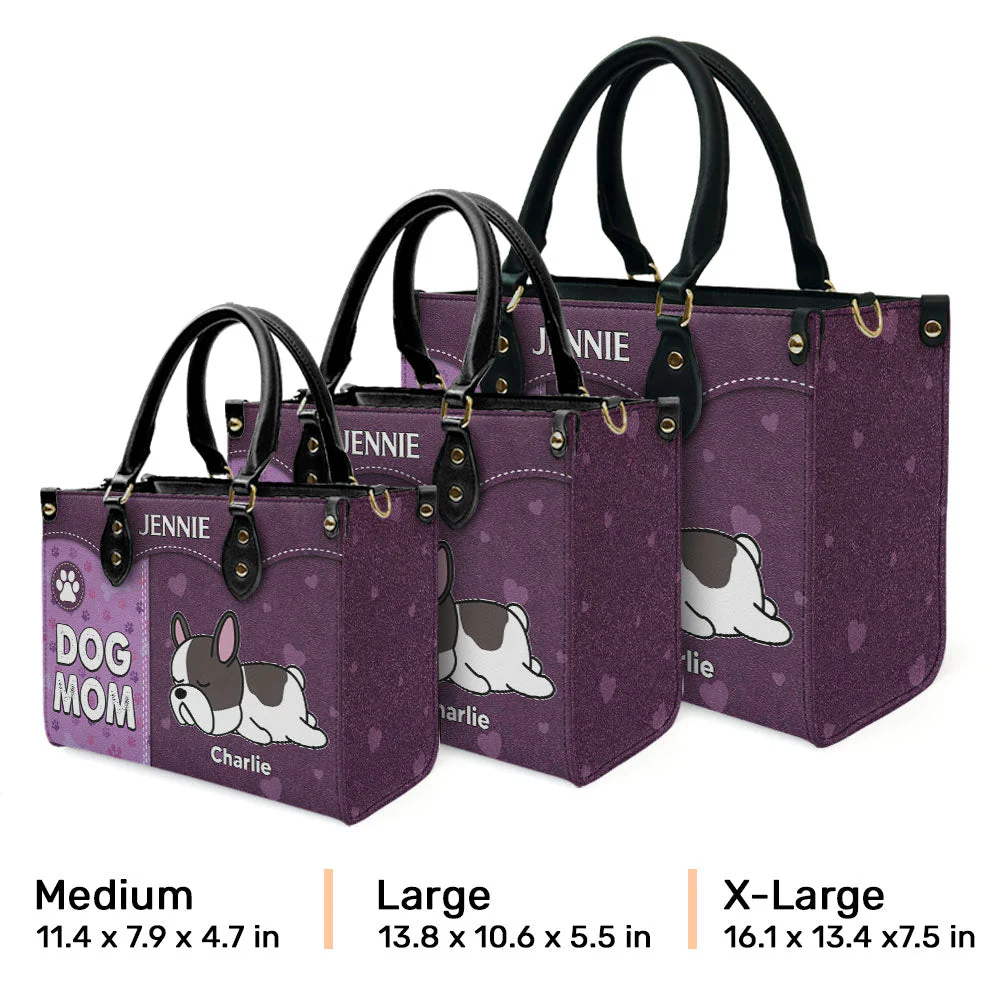 Dog Mom With Paw Print - Personalized Custom Leather Bag - Image 8