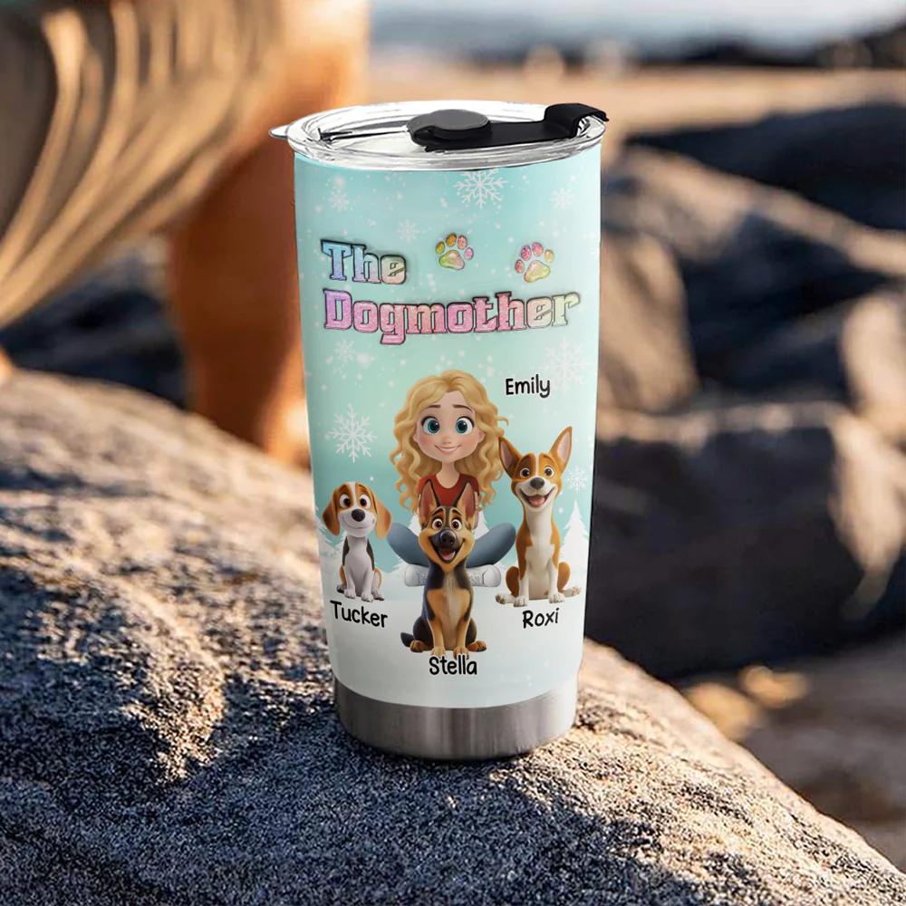 Dog Mother Cartoon - Personalized Custom 3D Inflated Effect Tumbler - Image 2
