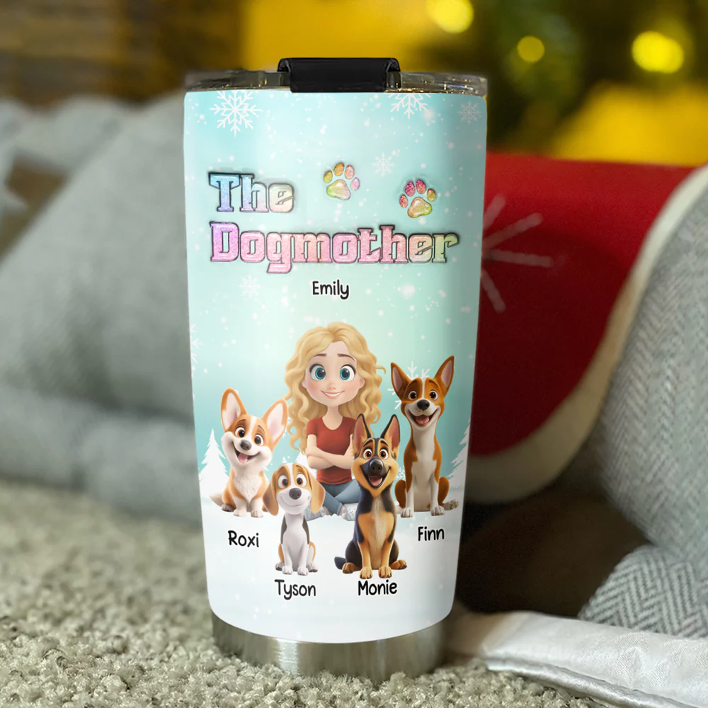 Dog Mother Cartoon - Personalized Custom 3D Inflated Effect Tumbler - Image 3