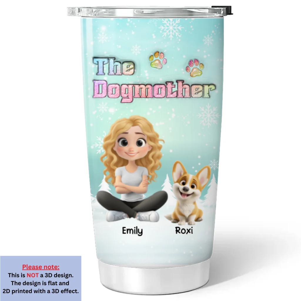 Dog Mother Cartoon - Personalized Custom 3D Inflated Effect Tumbler - Image 4
