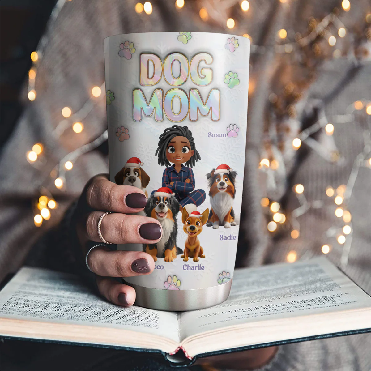 Dog Mother Of Pearl - Personalized Custom 3D Inflated Effect Tumbler - Image 4