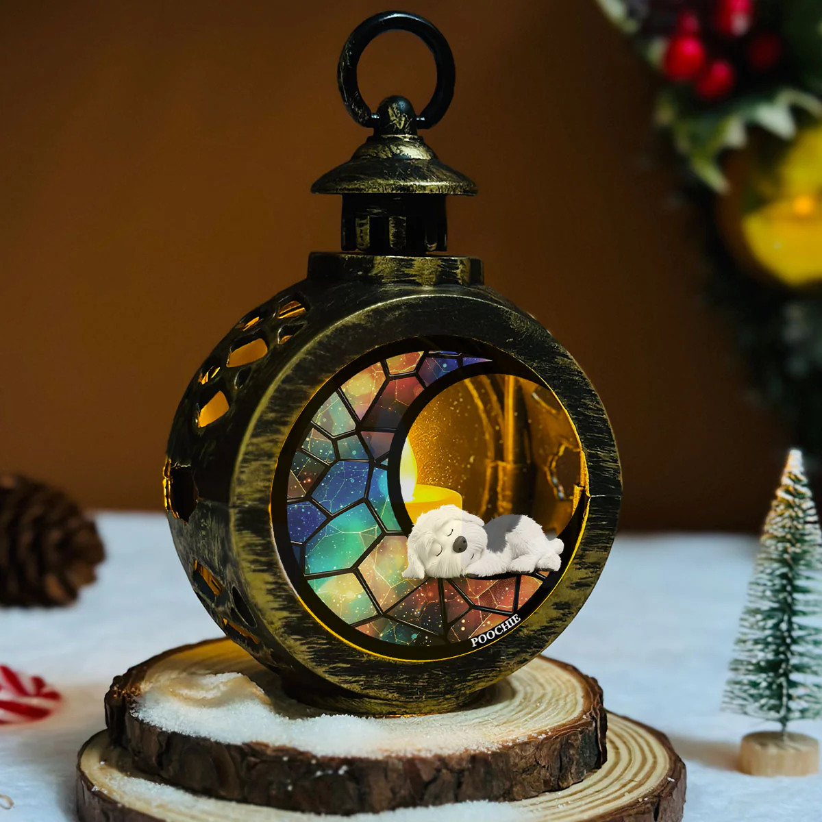 Dog On The Moon - Personalized Custom Christmas Lantern - Image 7