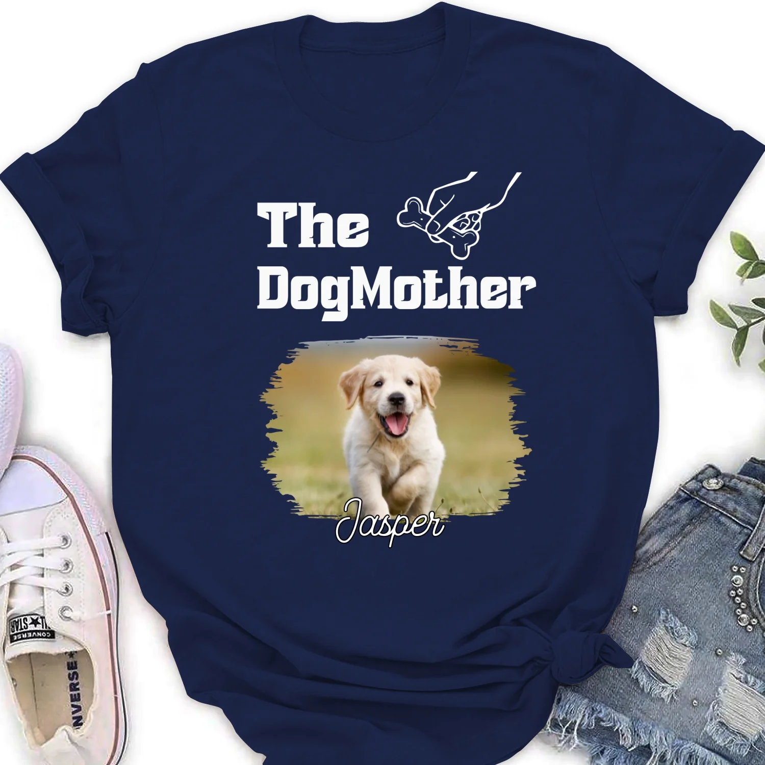 Dog Parents Line Photo - Personalized Custom Women's T-shirt - Image 2