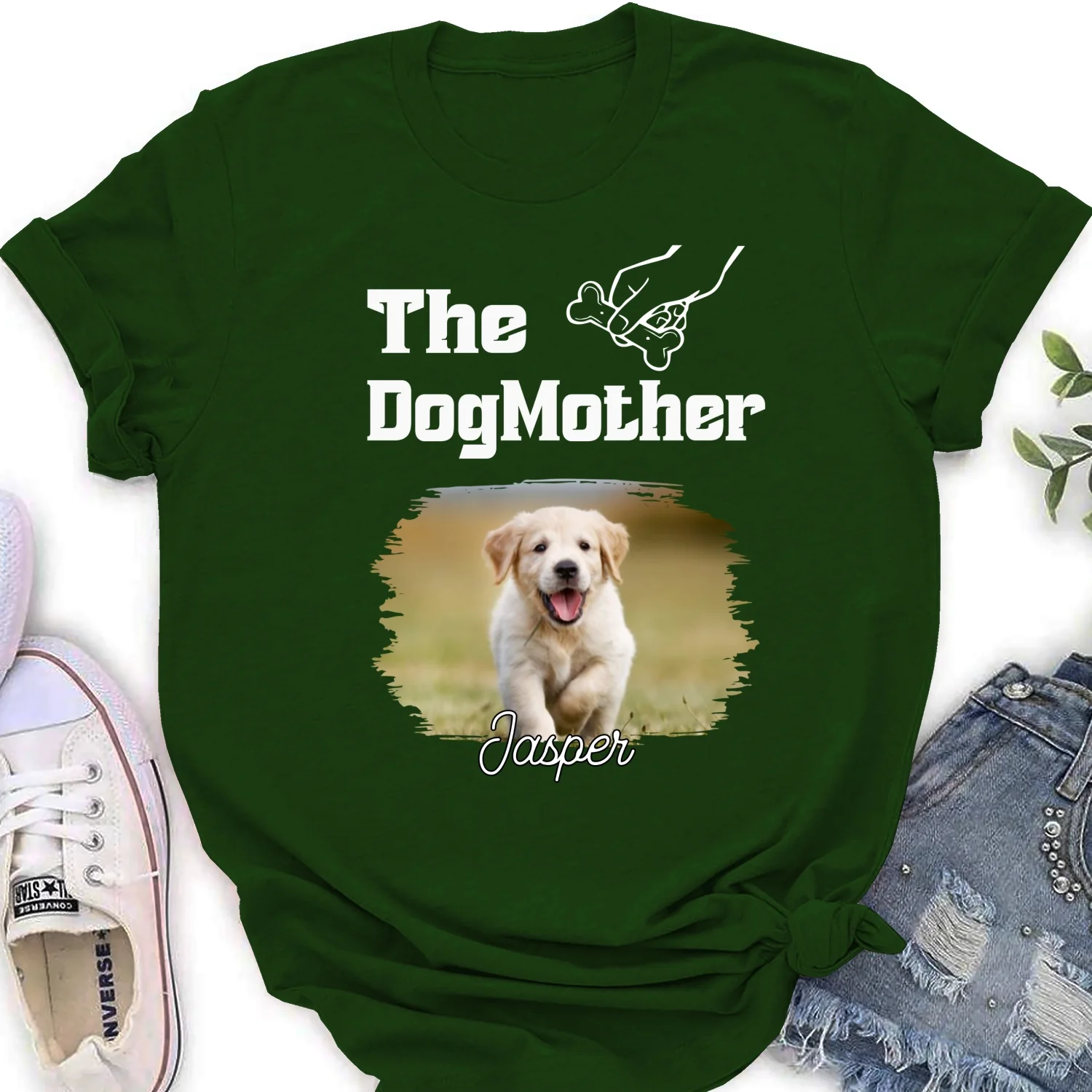 Dog Parents Line Photo - Personalized Custom Women's T-shirt - Image 3