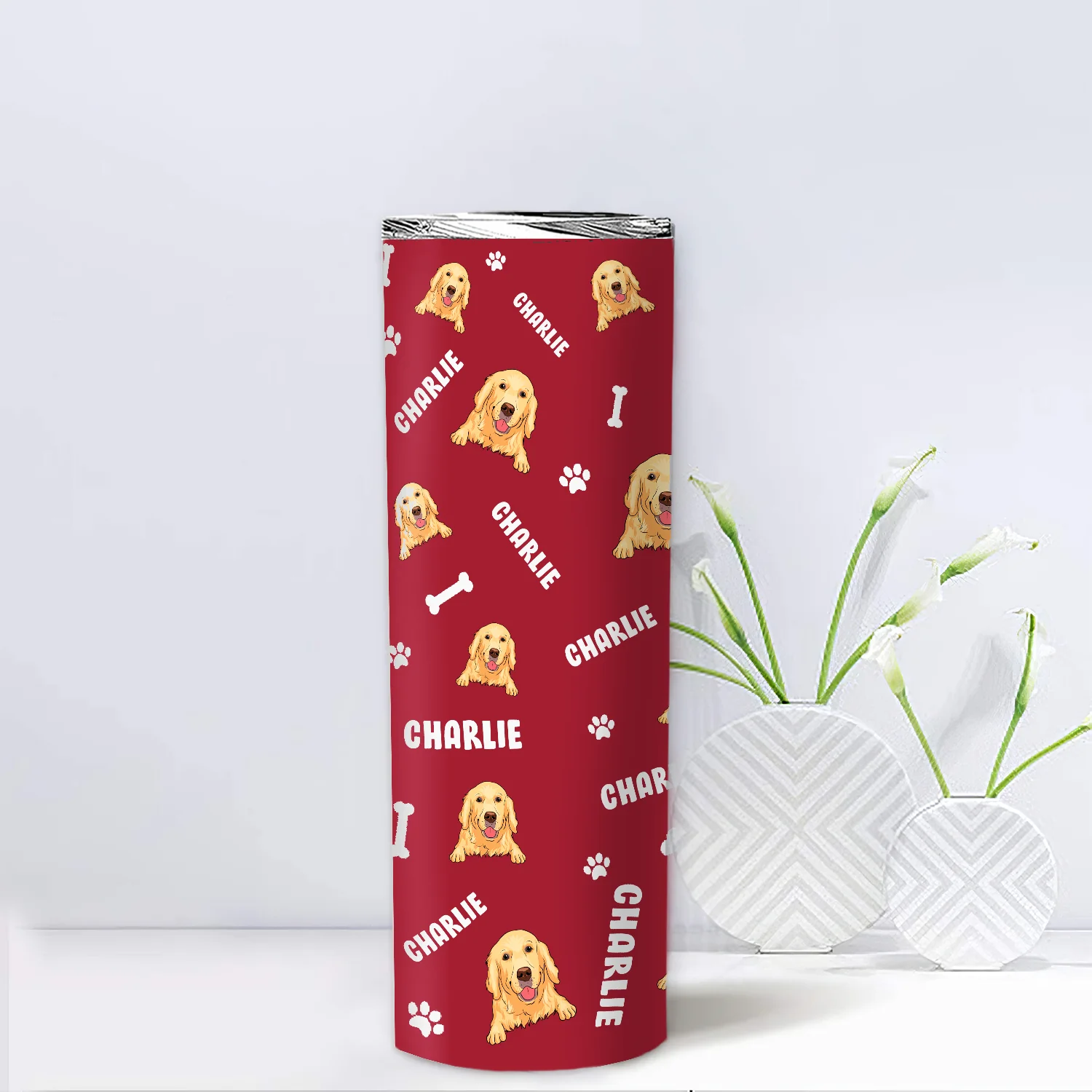 Dog Pattern - Personalized Custom Tumbler - Image 3