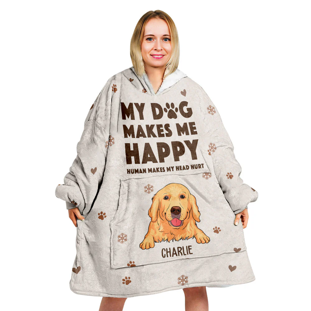 Dog Pattern - Personalized Custom Blanket Hoodie