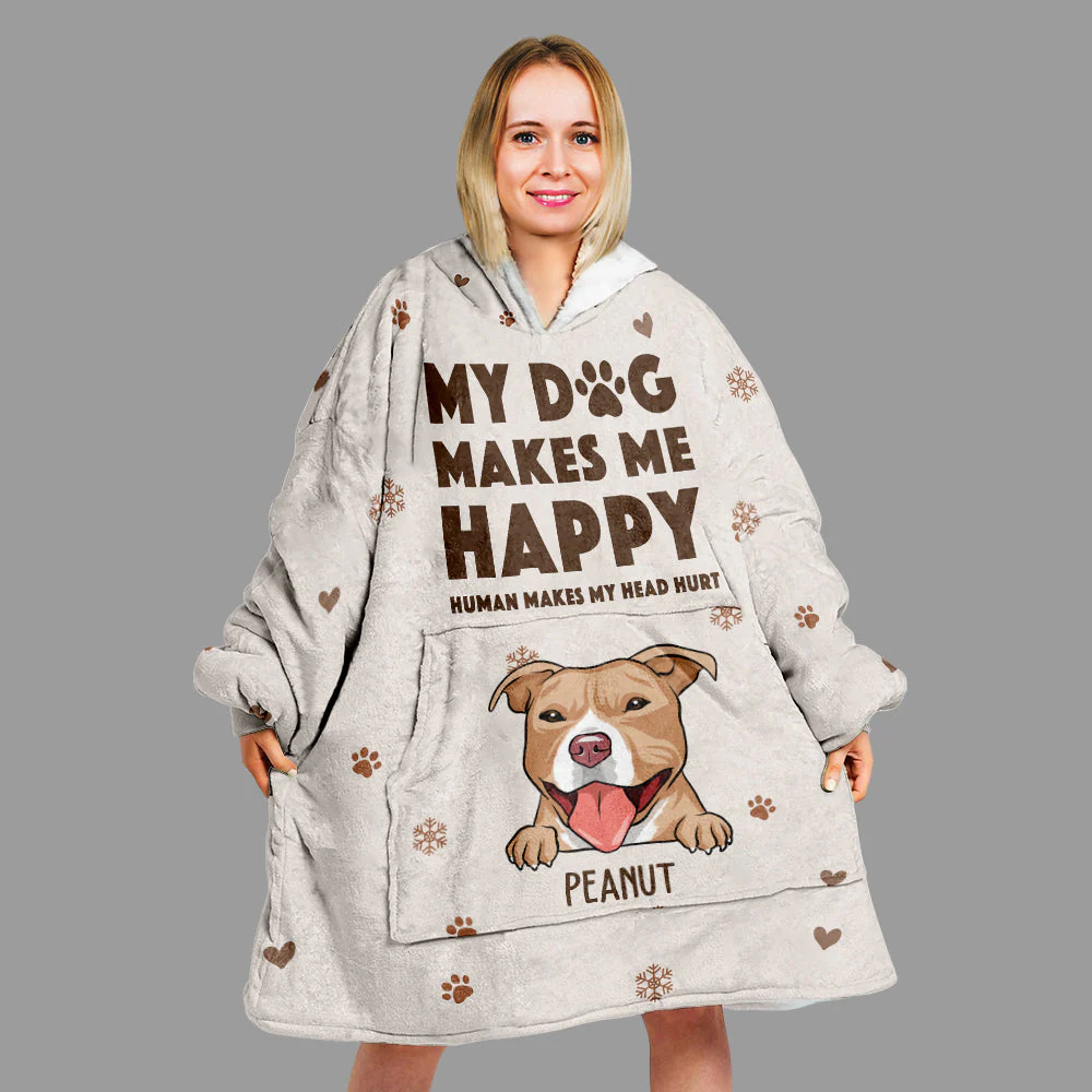 Dog Pattern - Personalized Custom Blanket Hoodie - Image 2
