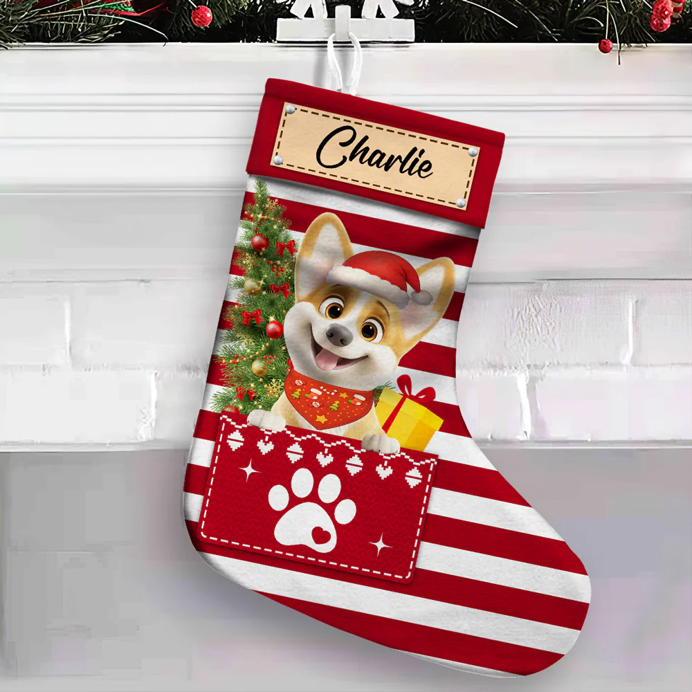 Dog Paw Woofmas - Personalized Custom Christmas Stocking - Image 3