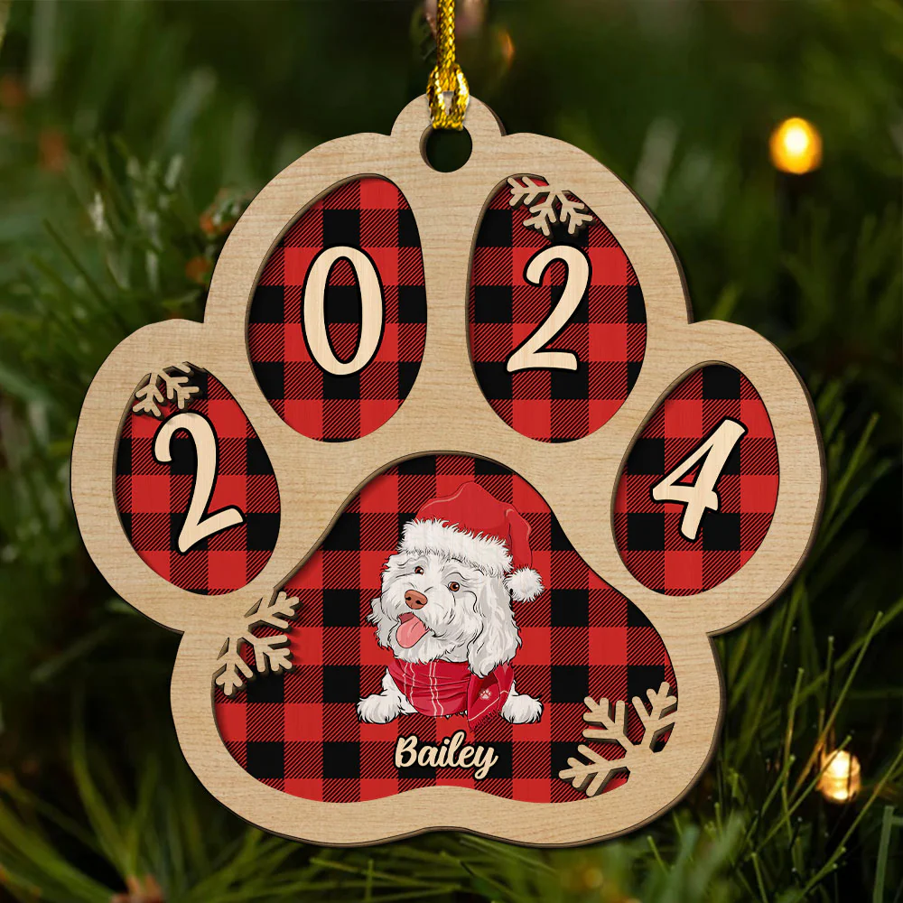 Dog Picture - Personalized Custom 2-layered Wood Ornament - Image 3