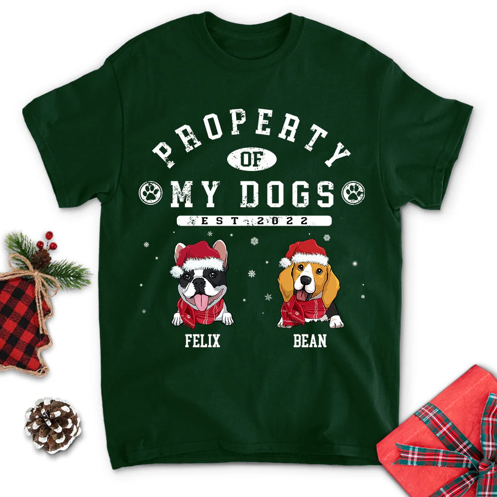 Dog Property Christmas - Personalized Custom Unisex T-shirt - Image 4