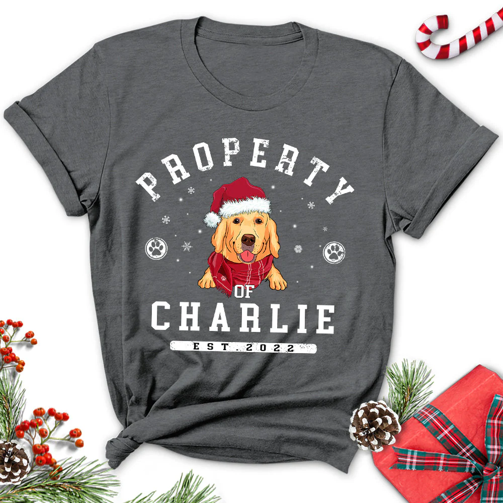 Dog Property Christmas - Personalized Custom Women's T-shirt - Image 2