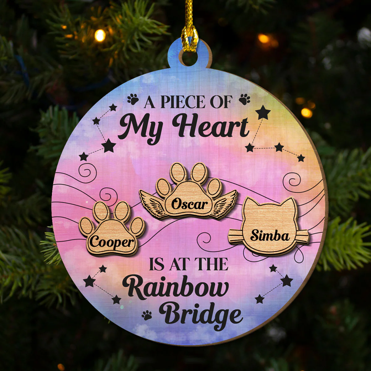 Dog Rainbow Bridge - Personalized Custom Freeshape 2-Layered Wood Ornament
