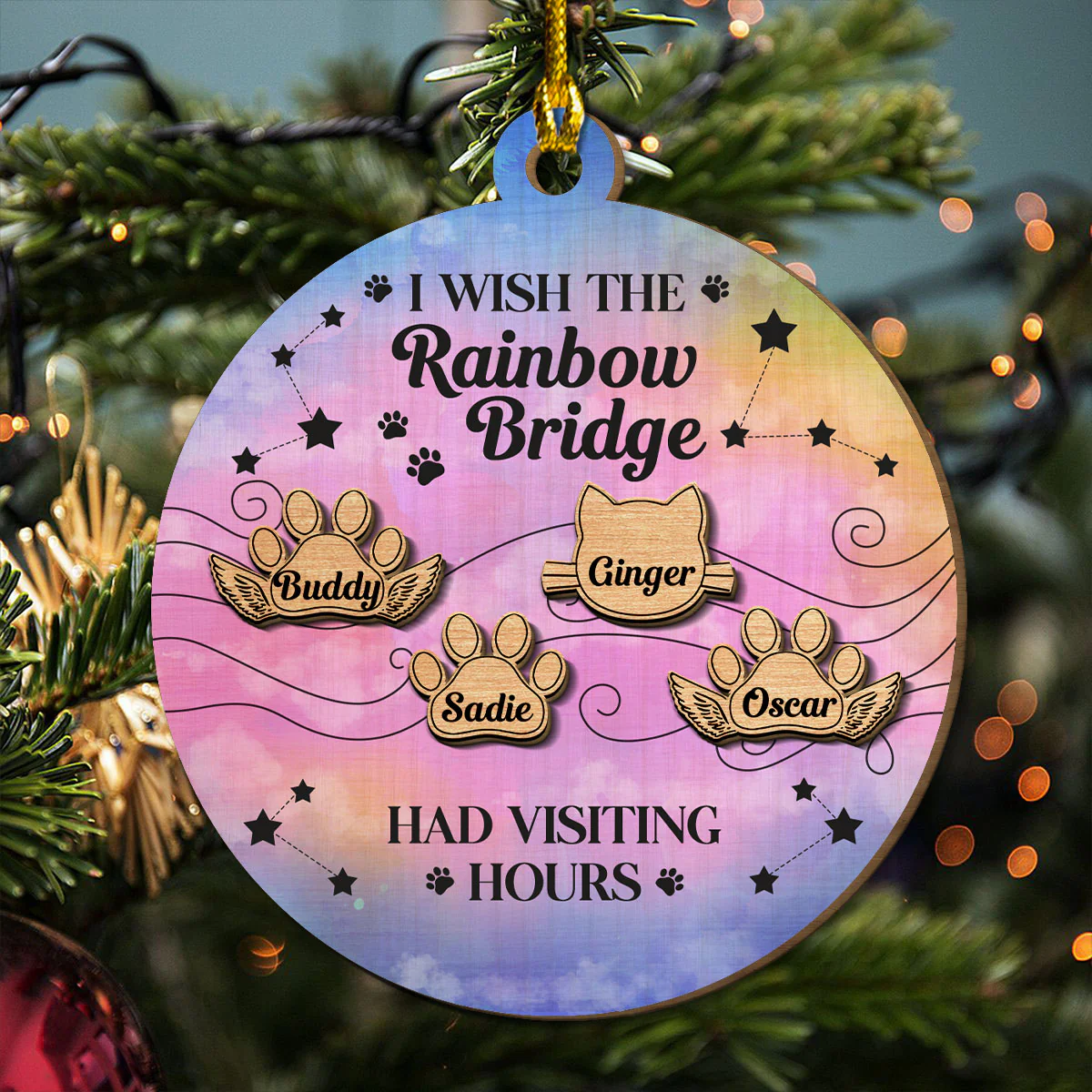 Dog Rainbow Bridge - Personalized Custom Freeshape 2-Layered Wood Ornament - Image 2