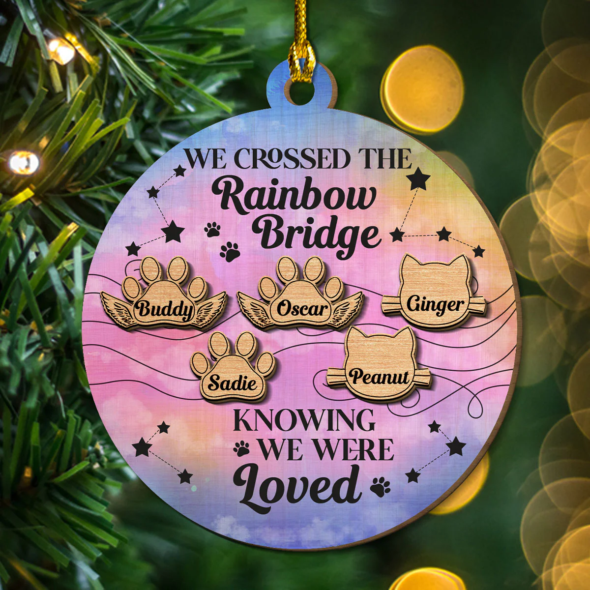 Dog Rainbow Bridge - Personalized Custom Freeshape 2-Layered Wood Ornament - Image 3