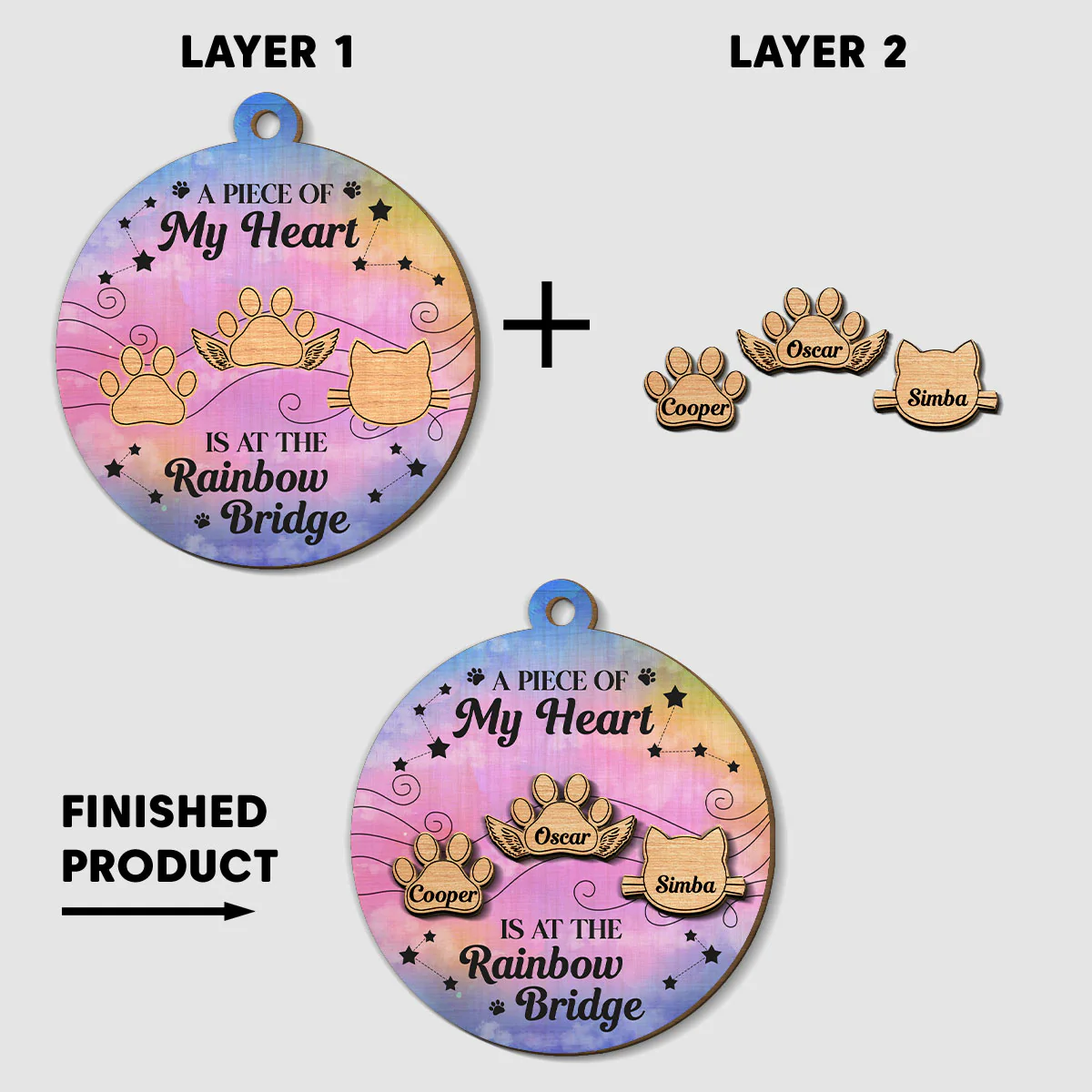 Dog Rainbow Bridge - Personalized Custom Freeshape 2-Layered Wood Ornament - Image 5