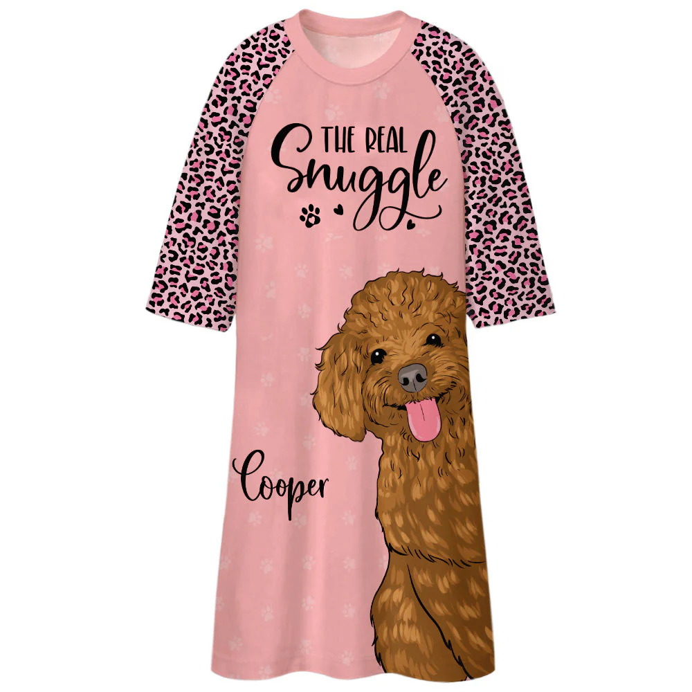 Dog Real Snuggle - Personalized Custom 3/4 Sleeve Dress - Image 2