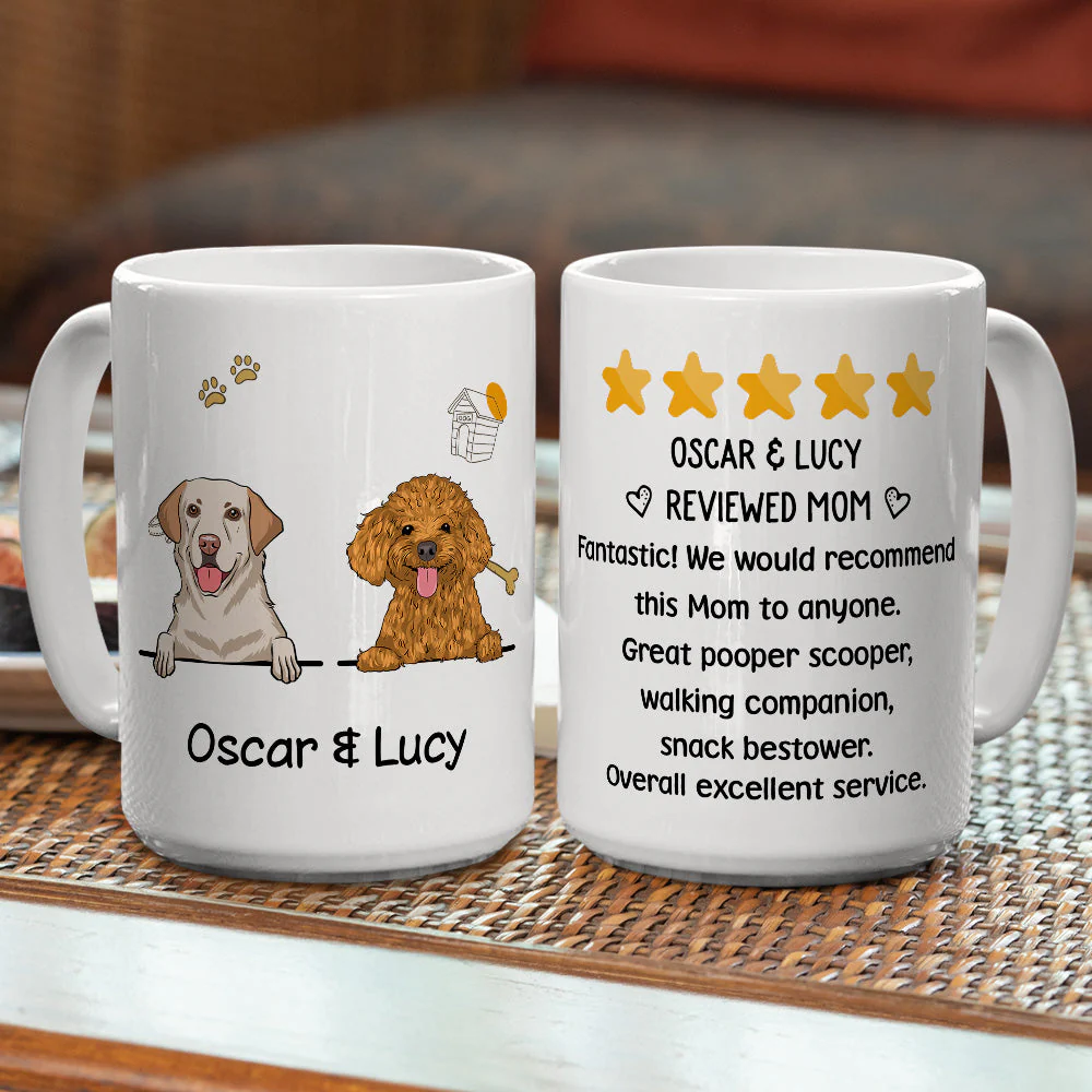 Dog Reviewed Mom - Personalized Custom Coffee Mug - Image 5